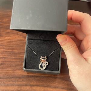 COPY - KAY JEWELLERS Cat with Bow Necklace Diamond Accents Sterling Silver